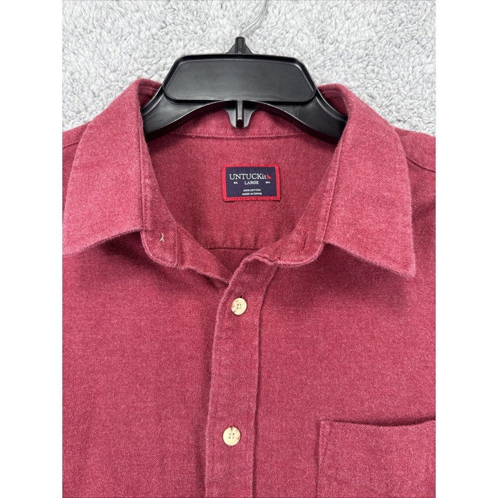 UNTUCKit Sherwood Shirt Mens Large Red Soft Chamois Flannel Button Up 35722